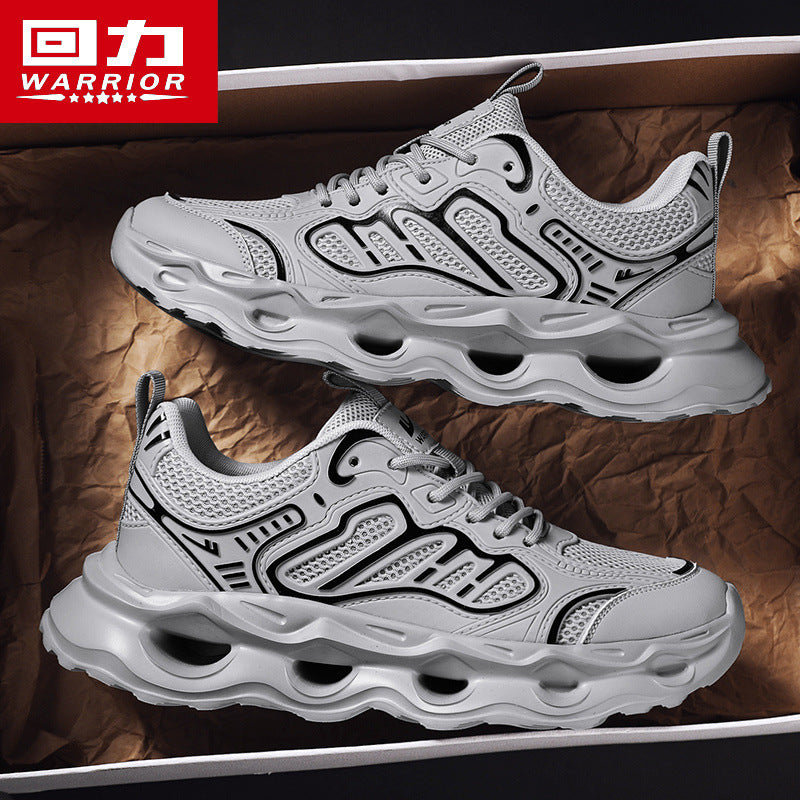 Warrior Men's Shoes 2026 New Model Breathable Hollow Soft Sole Shock Absorbing Lightweight Running Casual Sports Versatile Dad Sneakers