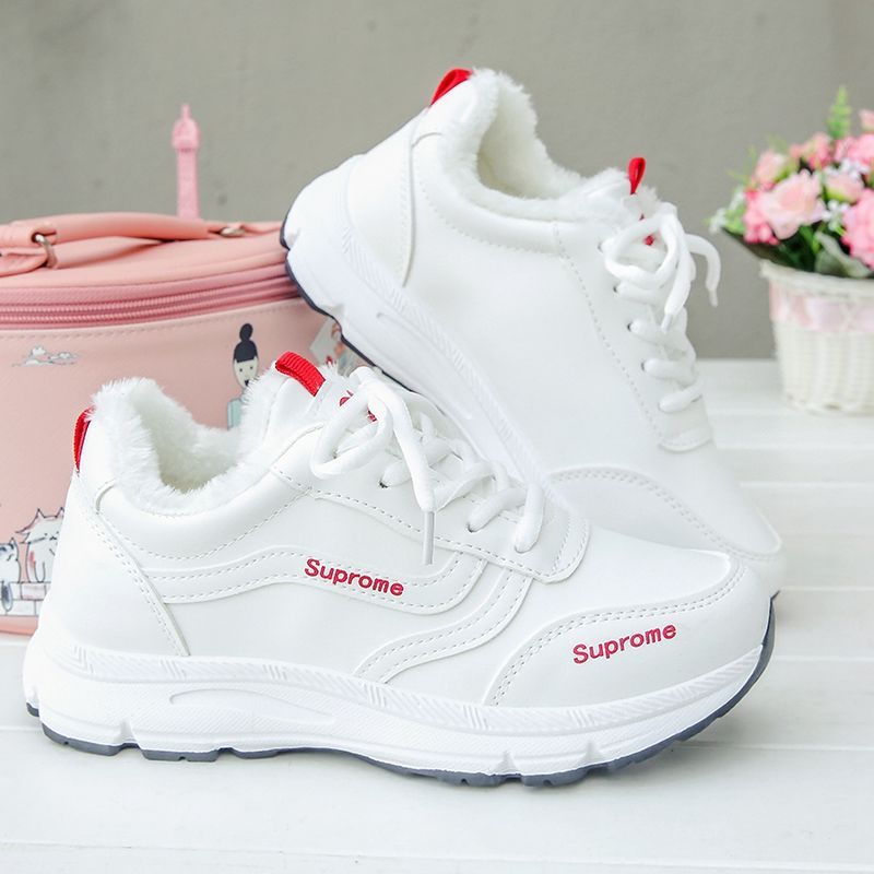 Sneakers Women's Shoes Spring 2022 New ins All-match Running Shoes Winter Fleece-added Cotton Shoes Casual White Shoes