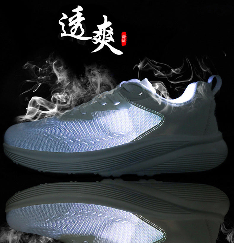 2025 New Couple Running Shoes Lightweight Shock-Absorbing Breathable Sports Shoes for Men and Women Youth Travel White Shoes Cross-Border