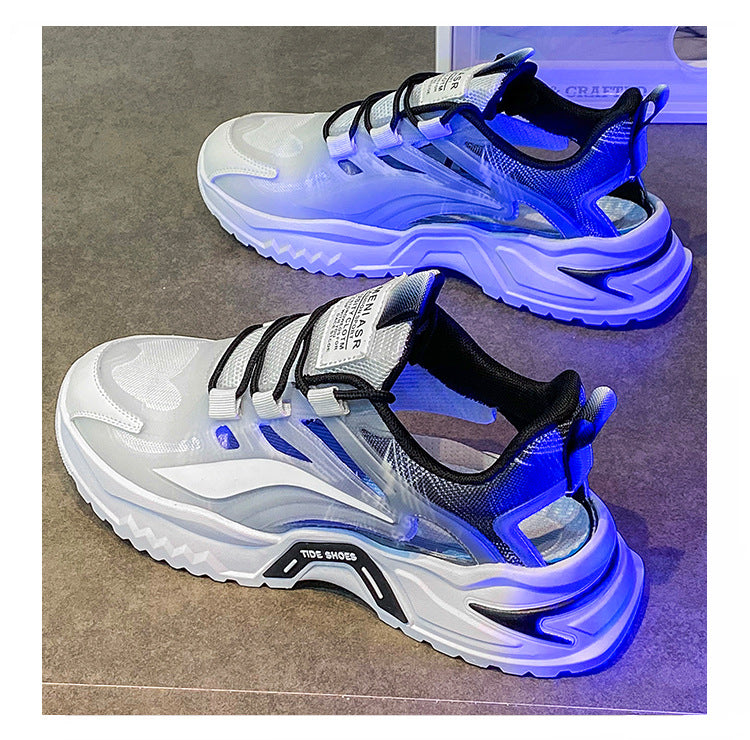 2025 New Summer Men's Sports Shoes for Students, Breathable Mesh Popular Mecha Hollow Frame Casual Sports Shoes
