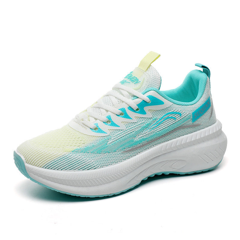 Summer Student Shock-Absorbing High School Entrance Examination Sports Shoes Standing Long Jump Track and Field Sports Running Shoes Fly Woven White Shoes for Women