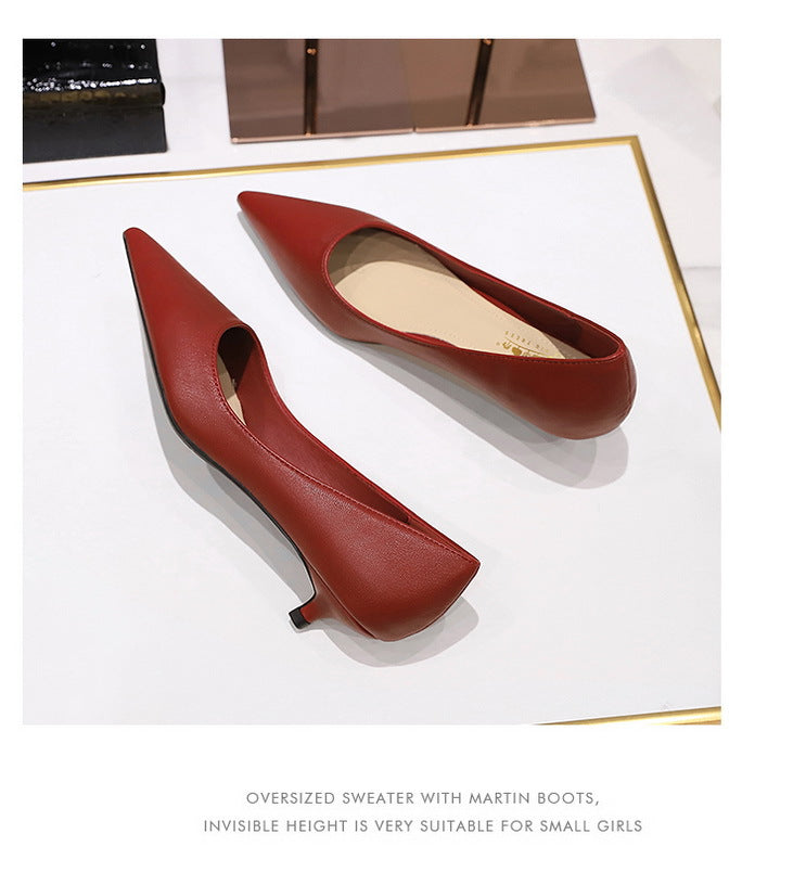 Fashion pointed toe mid heeled shoes 4 cm Stilettos Occupation OL Office shoes low-heel women shoes Kitten high heels Pumps Lady