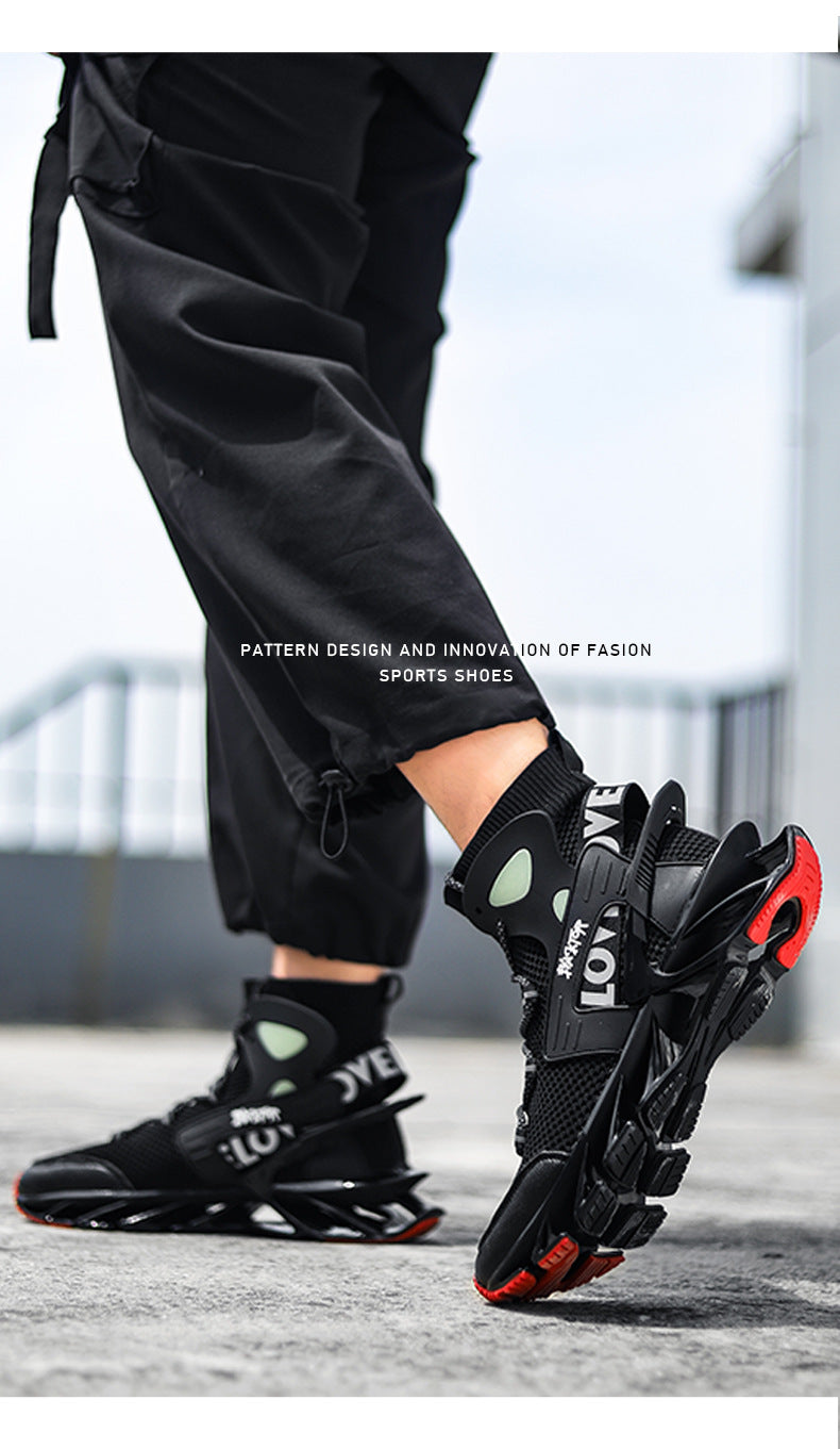 Cross-Border Large Size Men's Shoes, Trendy Height-Increasing Shoes, Men's Shock-Absorbing Running Shoes, Autumn Breathable Thick-Soled Soft-Soled Basketball Sports Running Shoes