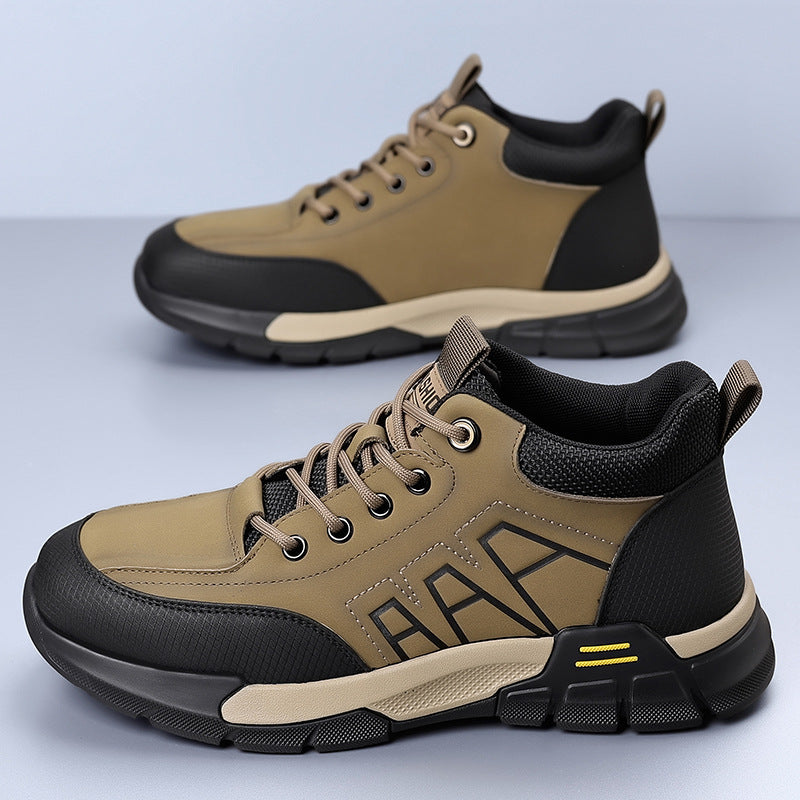 Youth Workwear Men's Shoes Autumn Casual Leather Shoes Men's Soft Sole All-match Fashionable sneaker Soft Leather Korean Style Trendy Shoes with Thick Sole