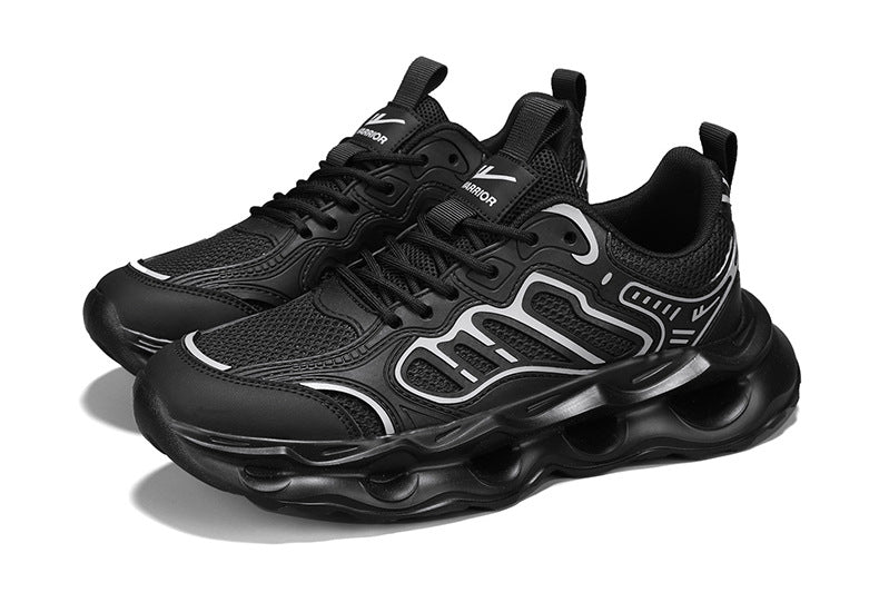 Warrior Men's Shoes 2026 New Model Breathable Hollow Soft Sole Shock Absorbing Lightweight Running Casual Sports Versatile Dad Sneakers