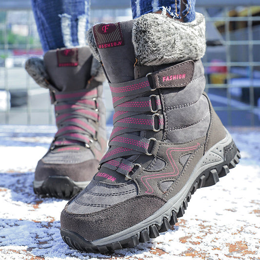 Northern Winter Fleece-lined Warm Thick-soled Snow Boots Cotton-padded Shoes High-top Women's Shoes Thick-soled Outdoor Mountaineering Shoes Casual Shoes