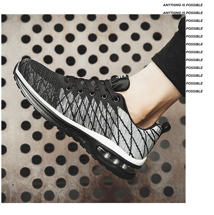 Men's Shoes 2025 Spring New Fluorescent Green Sports Breathable Mesh Air Cushion Non-Slip Casual Lightweight Couple Running Shoes