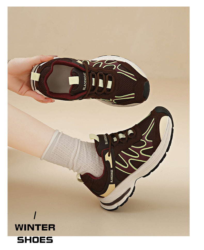 Dad Shoes for Women 2025 New Mesh Breathable Jogging Shoes Thick Sole Heightening Casual Sports Shoes