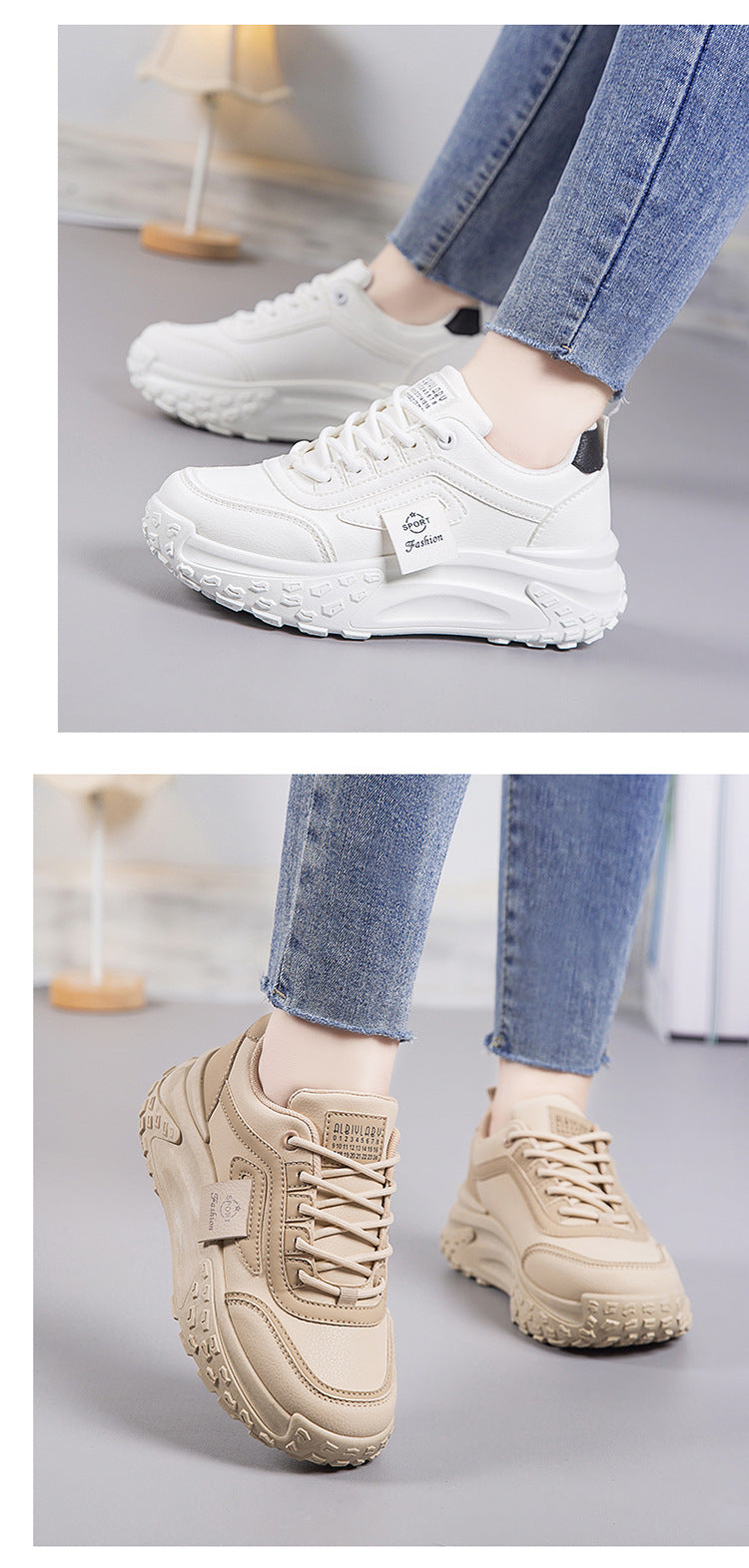 Popular Dad Sneakers for Women, Spring and Autumn Versatile Thick-Soled 2026 New Model, Trendy Casual Sports Shoes for Women, Student Running Shoes
