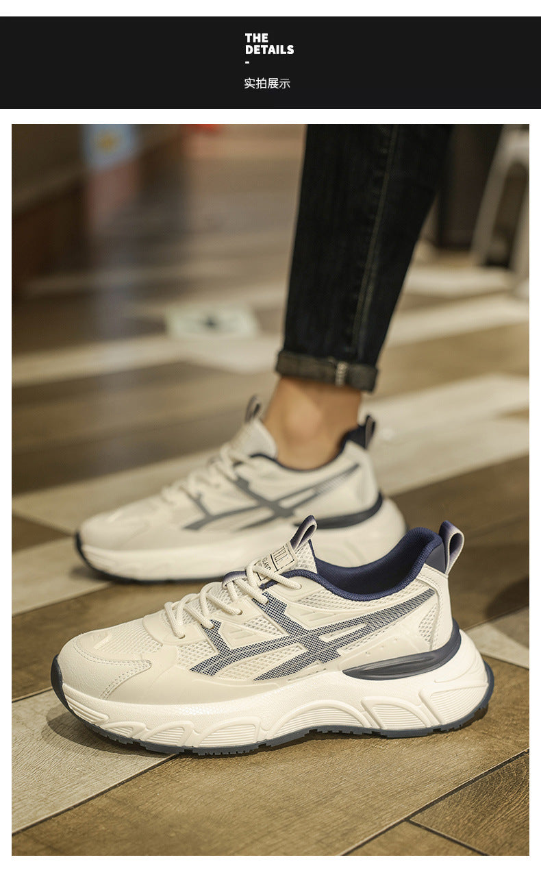 Men's New Spring Casual Comfortable Outdoor Versatile Soft-Soled Running Height-Increasing Sports Shoes for Students and Dads Trendy Shoes