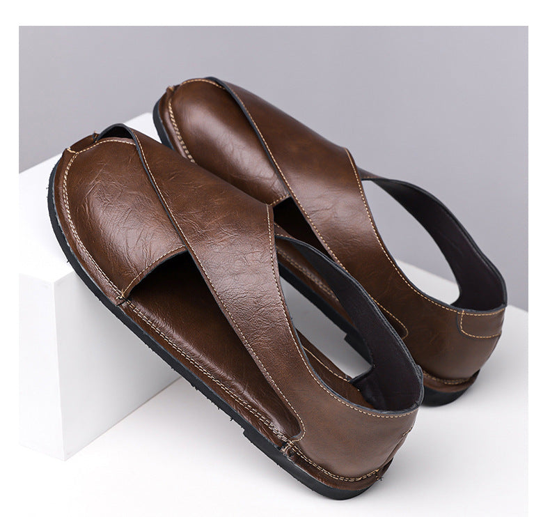 Italian Leather Sandals for Men Summer Sandals Men Casual Shoes Black Fashion Gladiator Sandals for Men Designer Shoes Zapatos
