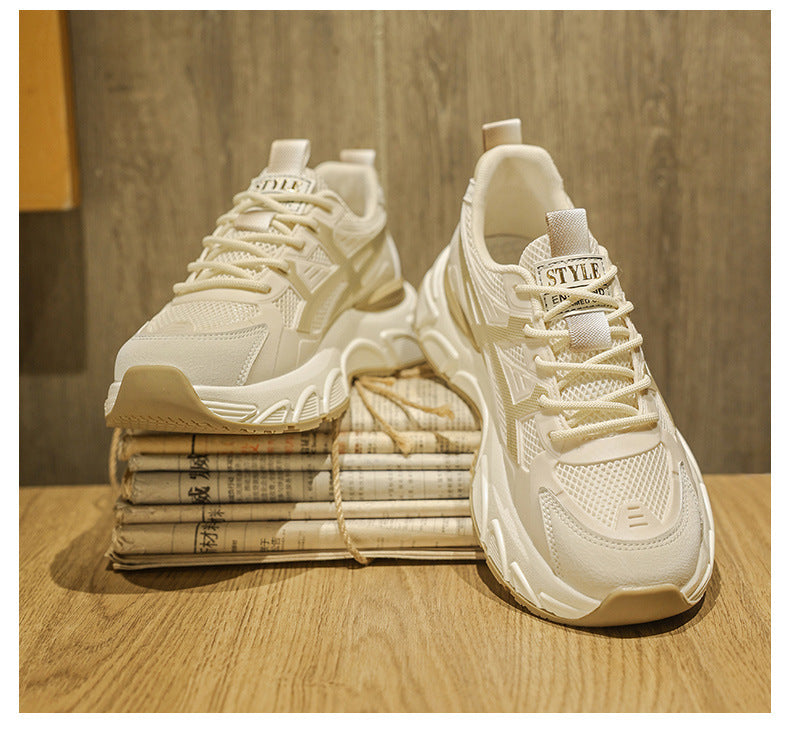 Men's New Spring Casual Comfortable Outdoor Versatile Soft-Soled Running Height-Increasing Sports Shoes for Students and Dads Trendy Shoes