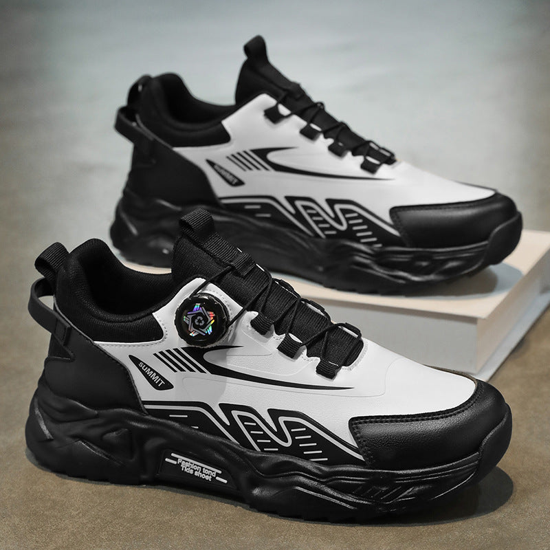 Men's Shoes Summer Breathable Lightweight Running Sports Trendy Shoes Non-slip Height-up Men's Slip-on Swivel Buckle Casual Shoes