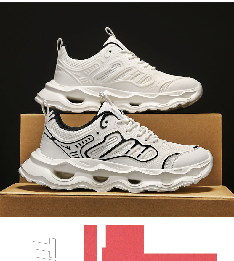 Warrior Men's Shoes 2026 New Model Breathable Hollow Soft Sole Shock Absorbing Lightweight Running Casual Sports Versatile Dad Sneakers