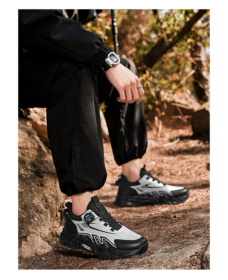 Men's Shoes Summer Breathable Lightweight Running Sports Trendy Shoes Non-slip Height-up Men's Slip-on Swivel Buckle Casual Shoes