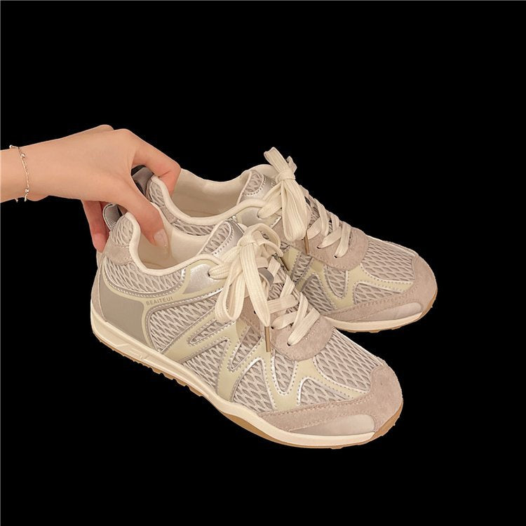 Summer Mesh Breathable Moral Training Shoes for Women 2025 New Versatile Mesh Forrest Gump Shoes Lace-Up Thick-Soled Casual Sports Shoes