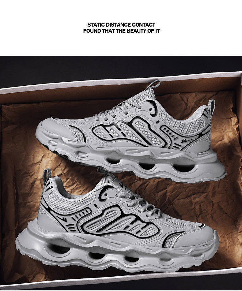 Warrior Men's Shoes 2026 New Model Breathable Hollow Soft Sole Shock Absorbing Lightweight Running Casual Sports Versatile Dad Sneakers