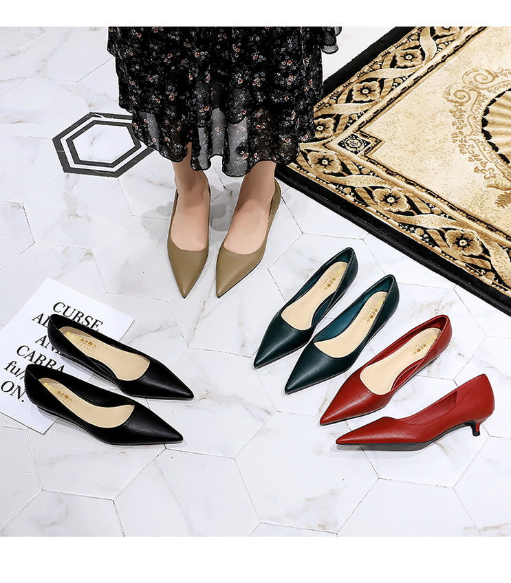 Fashion pointed toe mid heeled shoes 4 cm Stilettos Occupation OL Office shoes low-heel women shoes Kitten high heels Pumps Lady
