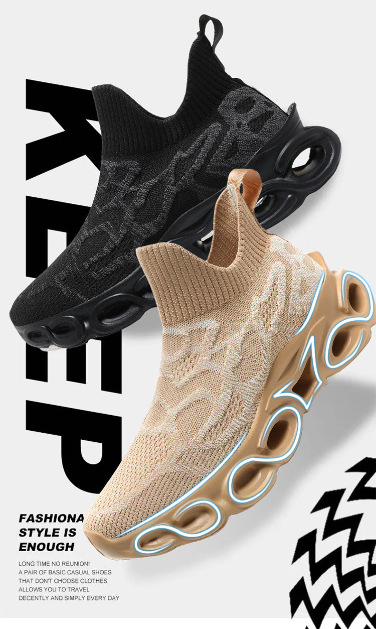 Men's Shoes Summer Breathable Flying Knitting Socks Men's Mesh Shoes Casual sneaker Blade Cross-border plus size Running Shoes Trendy