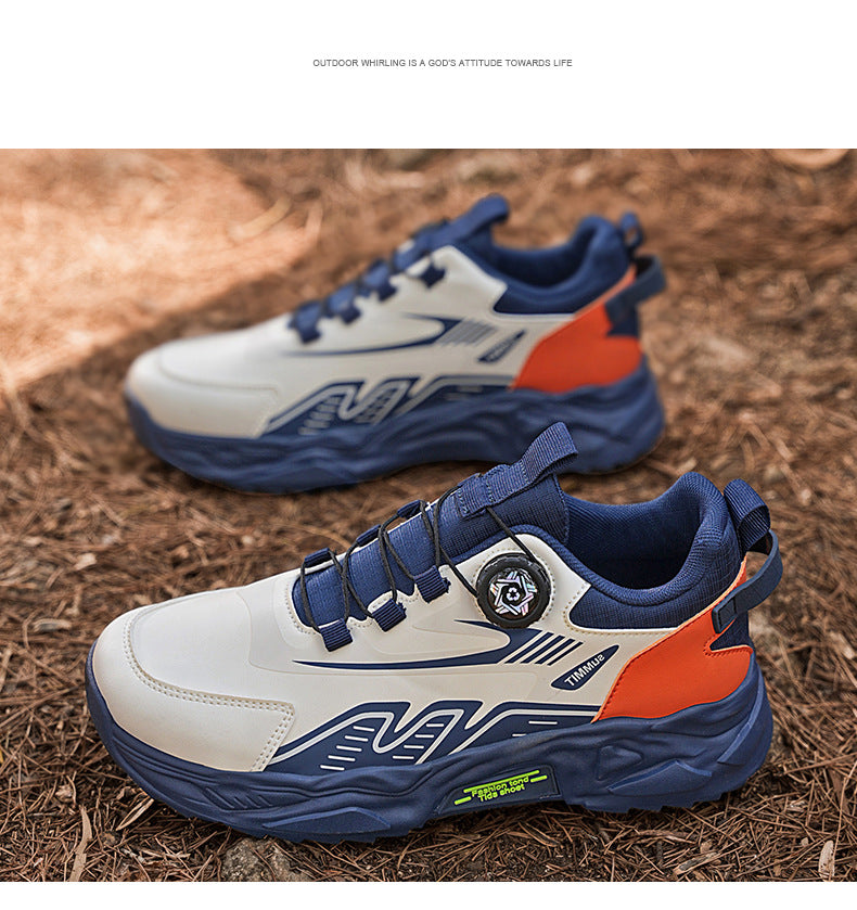 Men's Shoes Summer Breathable Lightweight Running Sports Trendy Shoes Non-slip Height-up Men's Slip-on Swivel Buckle Casual Shoes