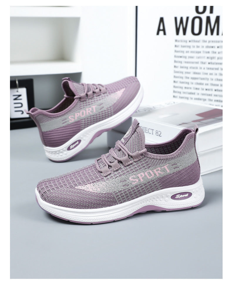 Sports Shoes for Women, Summer New Breathable Mesh Shoes, Fly-Knit Soft-Soled Running Shoes, Comfortable and Not Tiring for Feet, Casual Women's Shoes