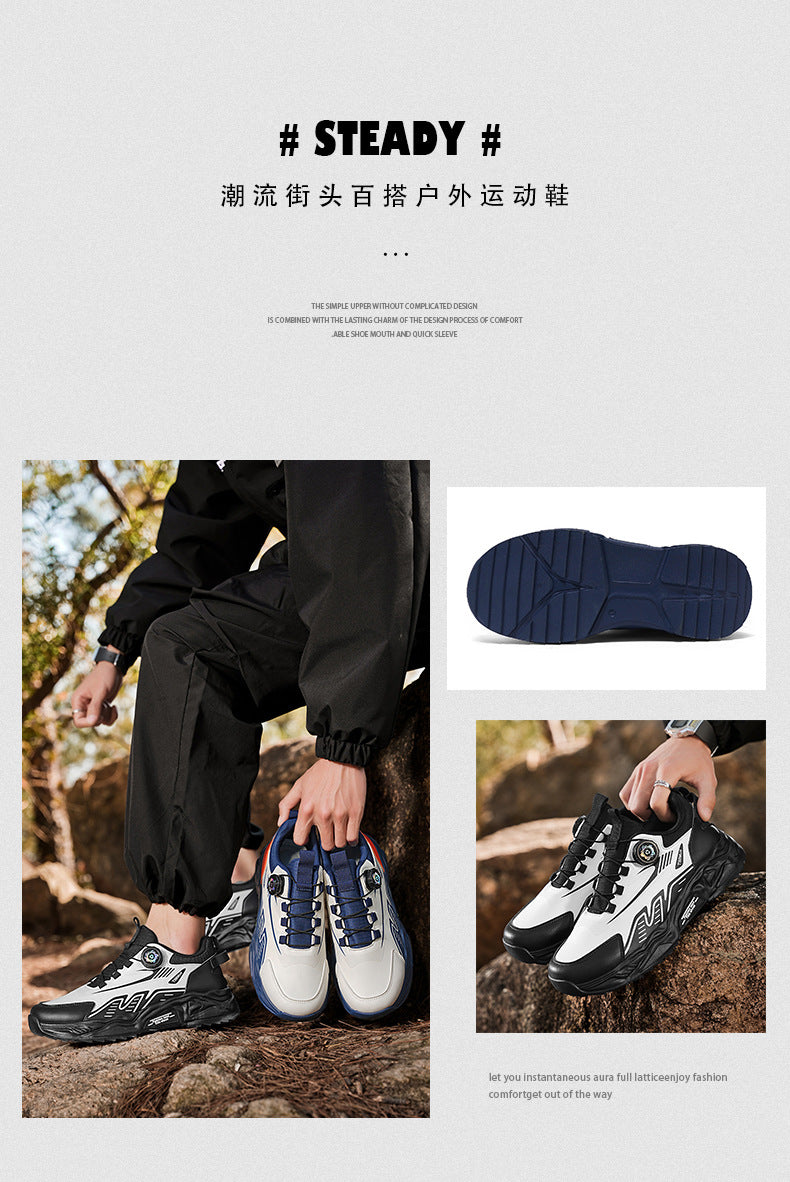 Men's Shoes Summer Breathable Lightweight Running Sports Trendy Shoes Non-slip Height-up Men's Slip-on Swivel Buckle Casual Shoes