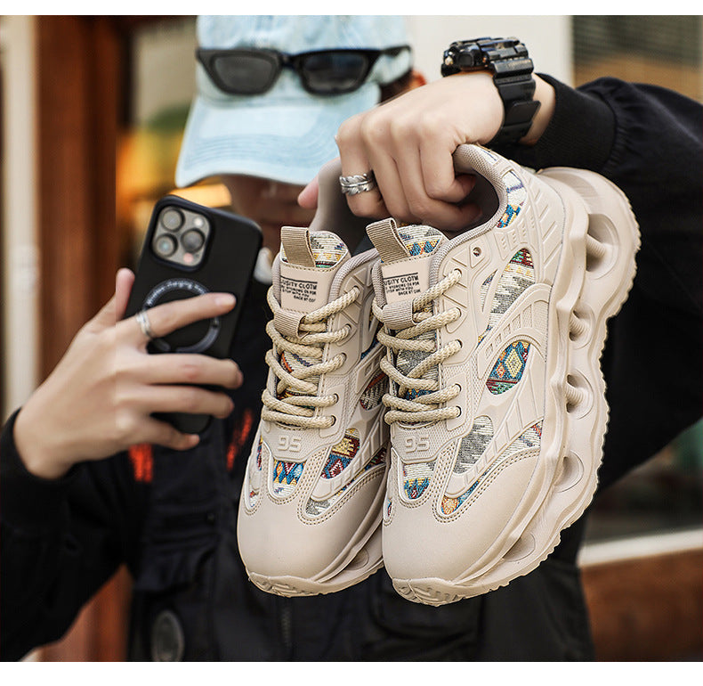 Men's Shoes 2026 New Spring Breathable Trendy Sports Casual Running Shoes for Teenagers Shock-Absorbing Height-Increasing Dad Sneakers