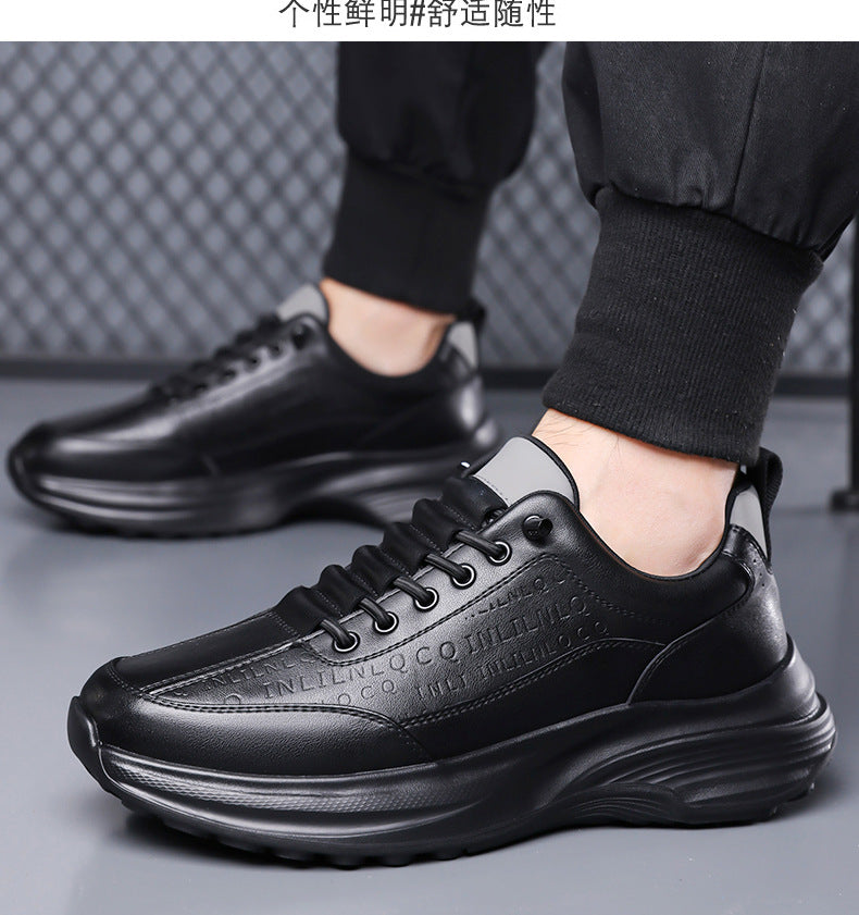Sports Shoes for Men 2026 New Trendy Genuine Leather Lightweight Soft-Soled Casual Shoes for Students Running Outdoor High-End Men's Shoes