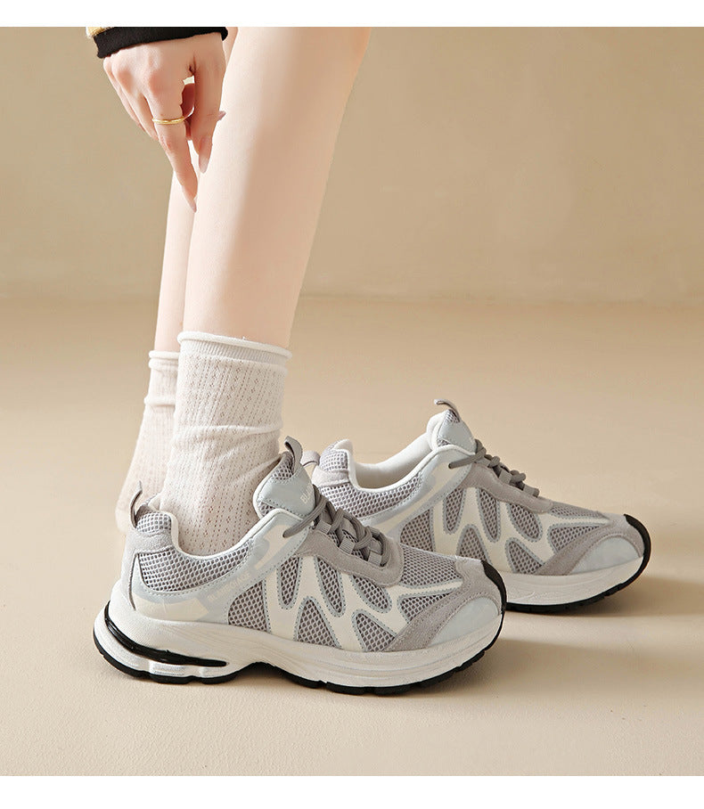 Dad Shoes for Women 2025 New Mesh Breathable Jogging Shoes Thick Sole Heightening Casual Sports Shoes