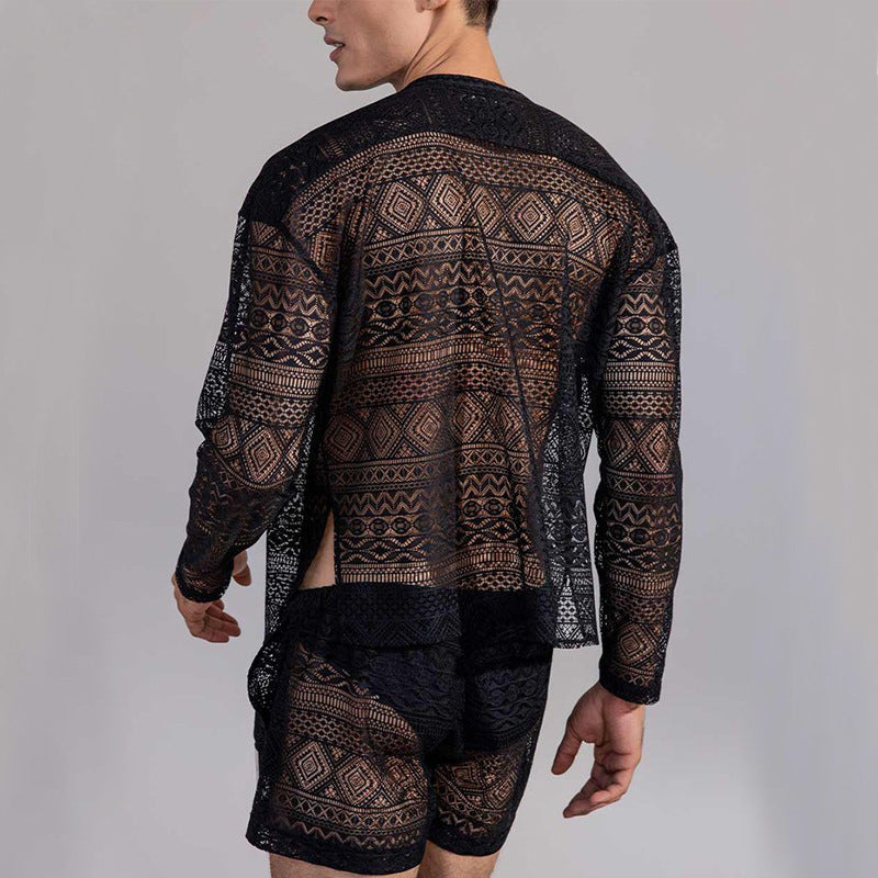 Long sleeved shirt casual shorts fashionable men's suit men's suit with summer suit sportswear