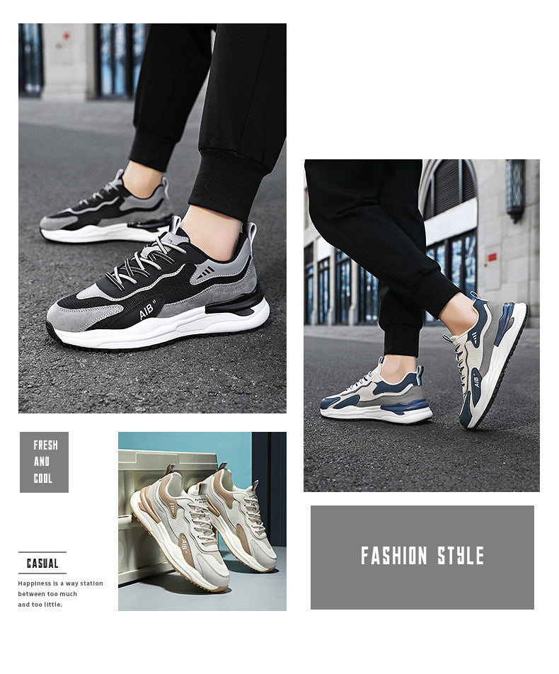 2025 Summer New All-match Men's Shoes Mesh Breathable Lightweight Soft Sole Running Shoes Men's Casual Sports Trendy Shoes