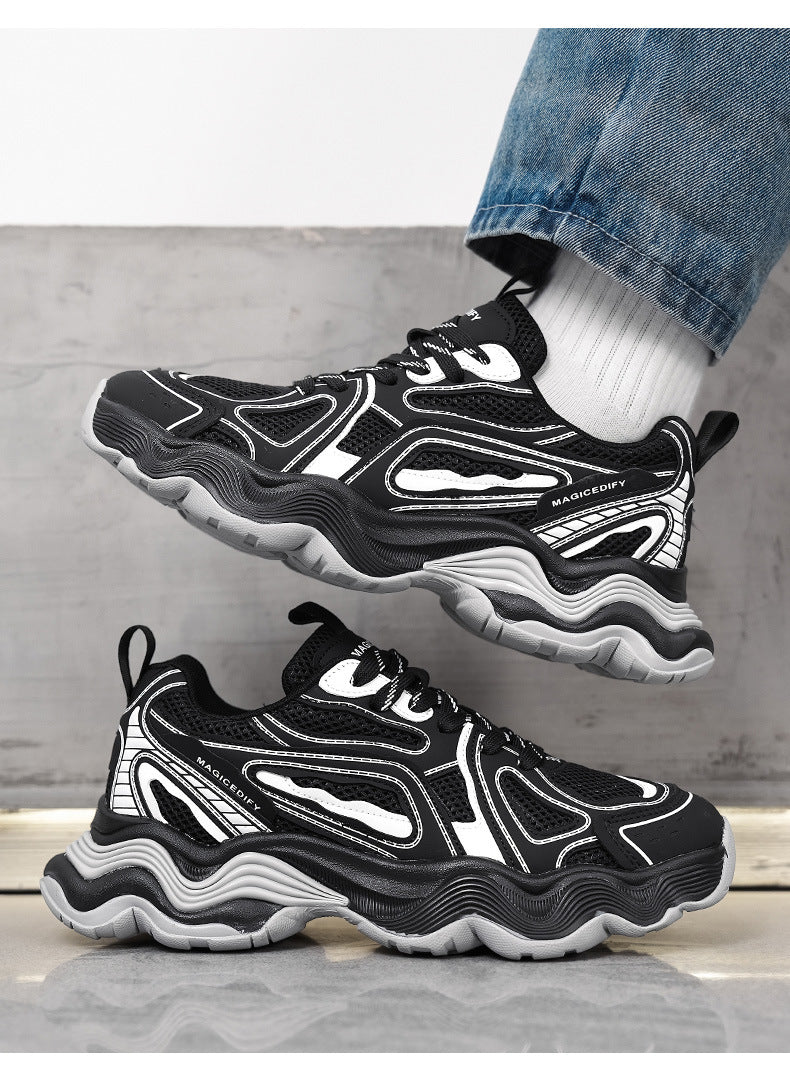 Autumn and Winter Height-Increasing Casual Running Shock-Absorbing Sports Shoes for Men, Youth Trendy Breathable Casual Mesh Dad Shoes