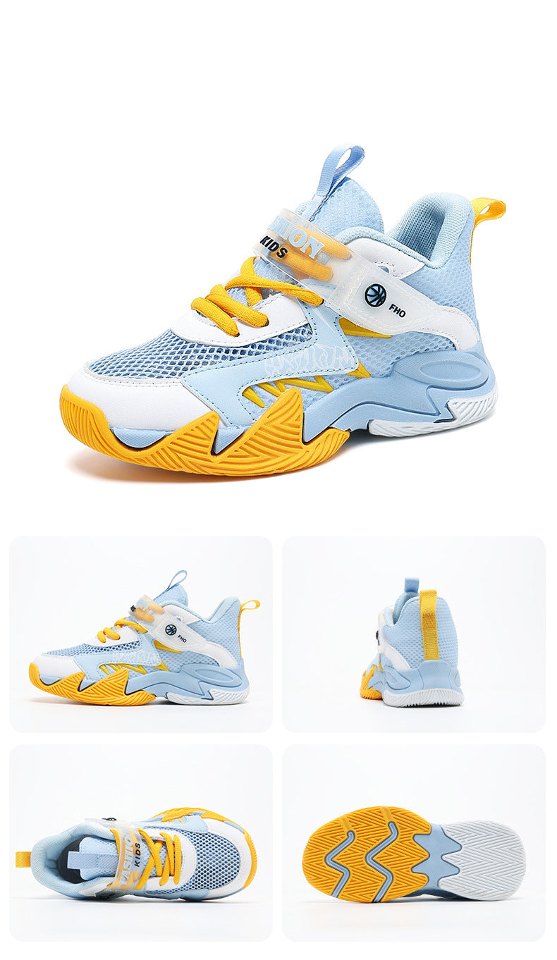 Summer New Children's Wear-Resistant Running Shoes, Mesh Breathable Casual Sports Shoes for Primary School Students, Trendy Lightweight Basketball Shoes
