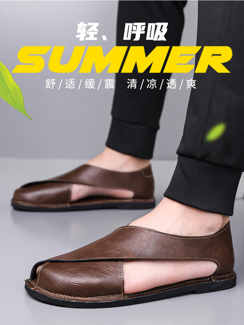 Italian Leather Sandals for Men Summer Sandals Men Casual Shoes Black Fashion Gladiator Sandals for Men Designer Shoes Zapatos