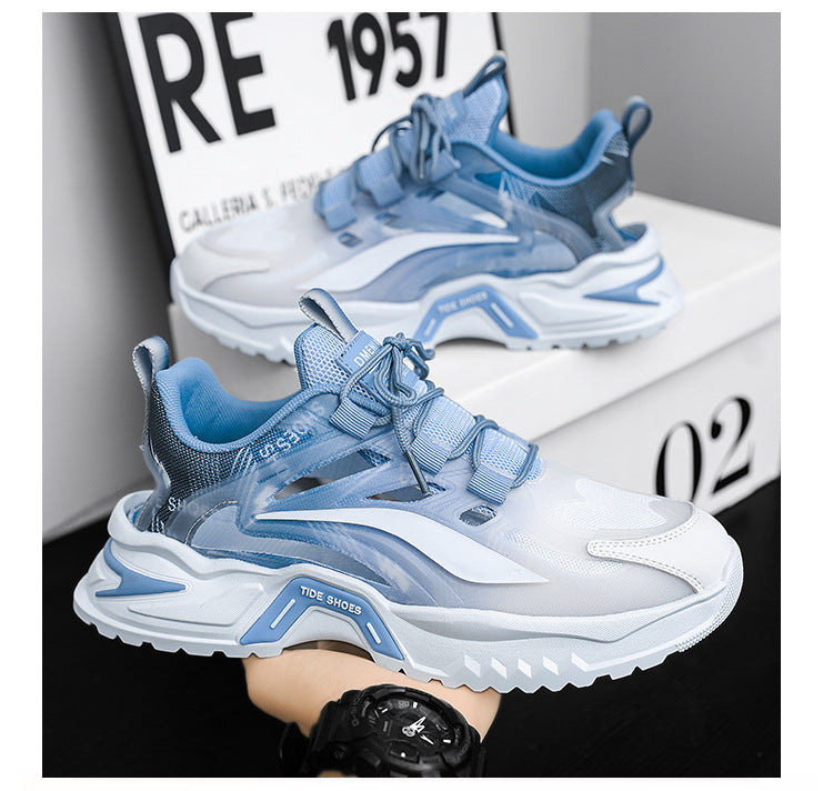 2025 New Summer Men's Sports Shoes for Students, Breathable Mesh Popular Mecha Hollow Frame Casual Sports Shoes
