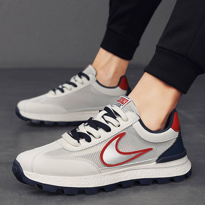Men's Shoes, New Autumn Style, Breathable, Lightweight, Soft-Soled Running Shoes, Youth Fashion Casual Shoes, Single Mesh Color-Blocking Sports Trendy Shoes