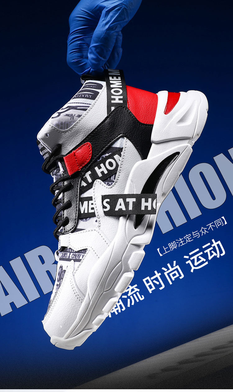 2024 New Fashionable Shoes Distinctive Autumn High-top Shoes Autumn and Winter Men's Shoes High-top Board Shoes Korean Fashionable Running Shoes for Students