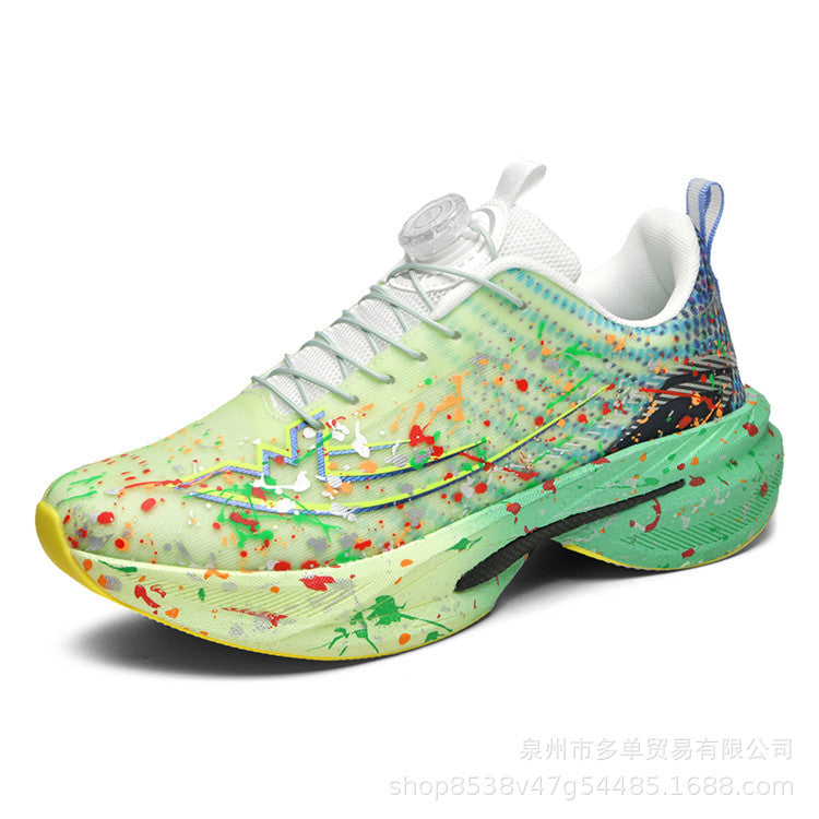 Men's and Women's Same Style Running Shoes Carbon Plate Running Shoes Luminous Camouflage Swivel Buckle Casual Shoes Long-Distance Running Exercise Professional Sports Shoes