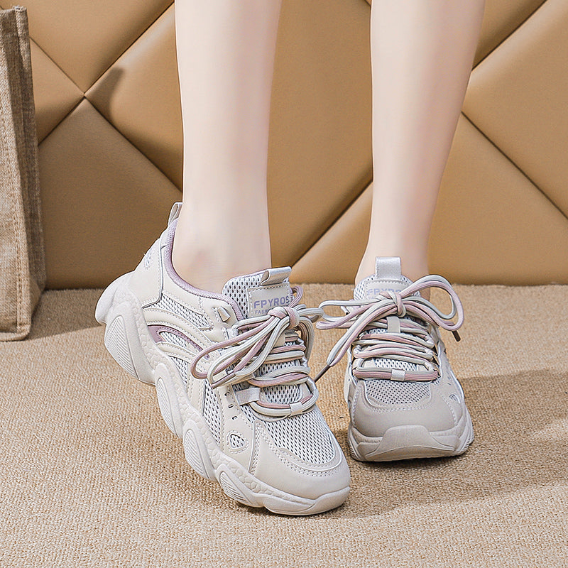 Women's Shoes 2024 New Summer Mesh Breathable Lightweight sneaker Shock Absorbing Running Dad Shoes Soft Bottom Thin Mesh Shoes