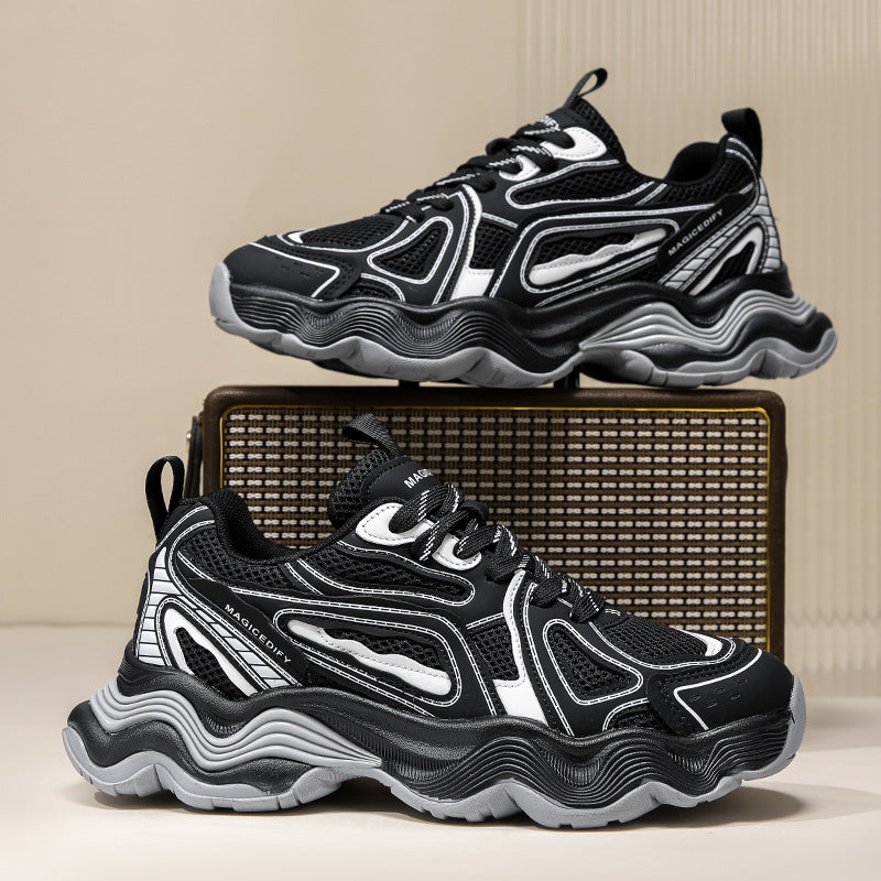 Autumn and Winter Height-Increasing Casual Running Shock-Absorbing Sports Shoes for Men, Youth Trendy Breathable Casual Mesh Dad Shoes