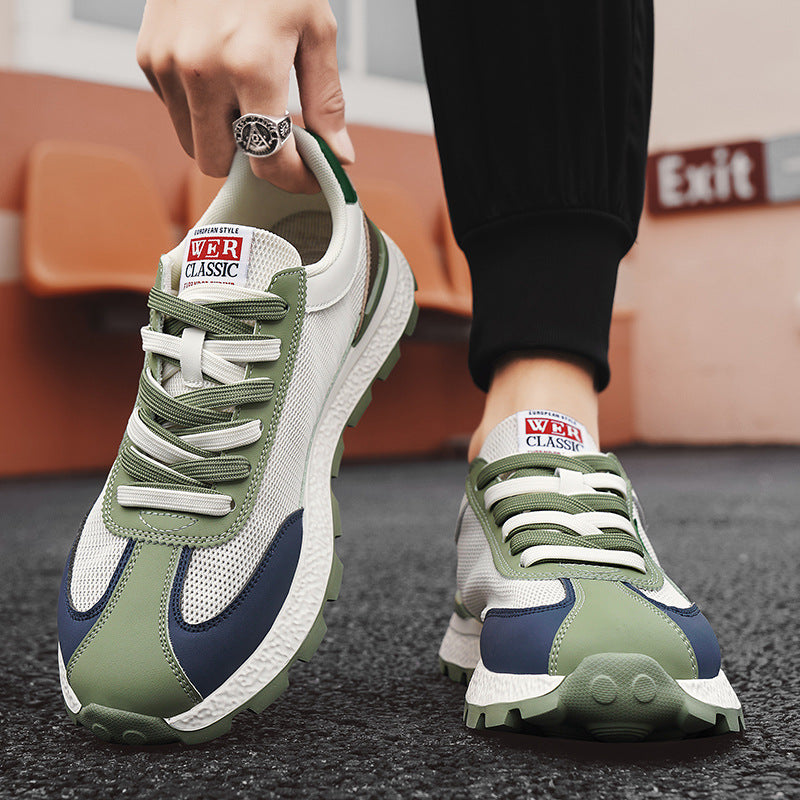 Men's Shoes, New Autumn Style, Breathable, Lightweight, Soft-Soled Running Shoes, Youth Fashion Casual Shoes, Single Mesh Color-Blocking Sports Trendy Shoes