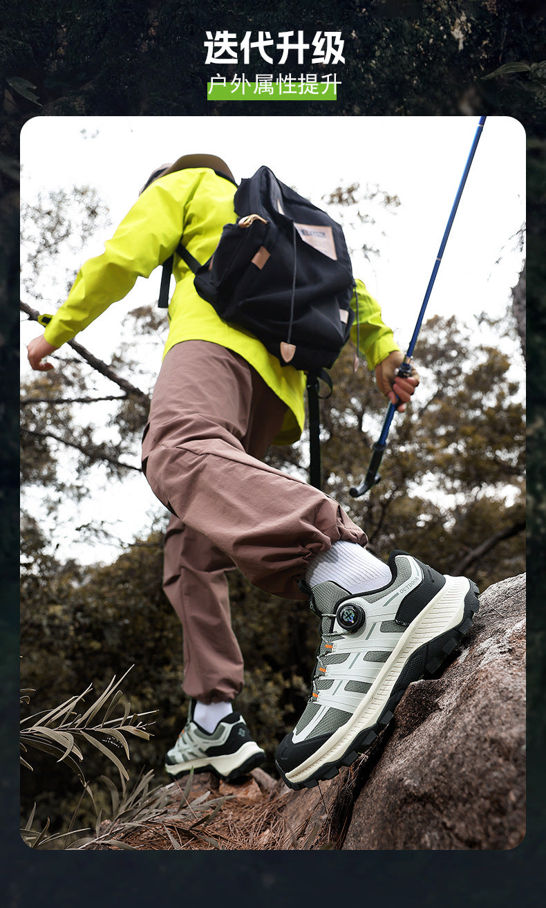 Rotating Buckle Anti-Slip Hiking Shoes for Men, Water-Repellent Cross-Country Running Shoes, Cushioning Outdoor Sports Shoes, Wear-Resistant Hiking Shoes