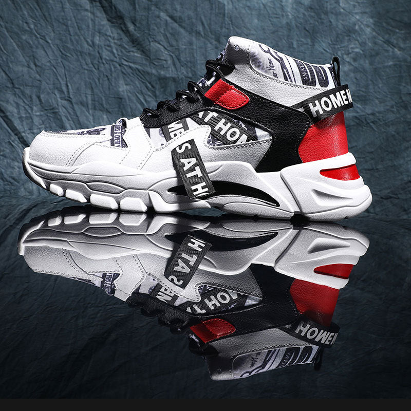 2024 New Fashionable Shoes Distinctive Autumn High-top Shoes Autumn and Winter Men's Shoes High-top Board Shoes Korean Fashionable Running Shoes for Students