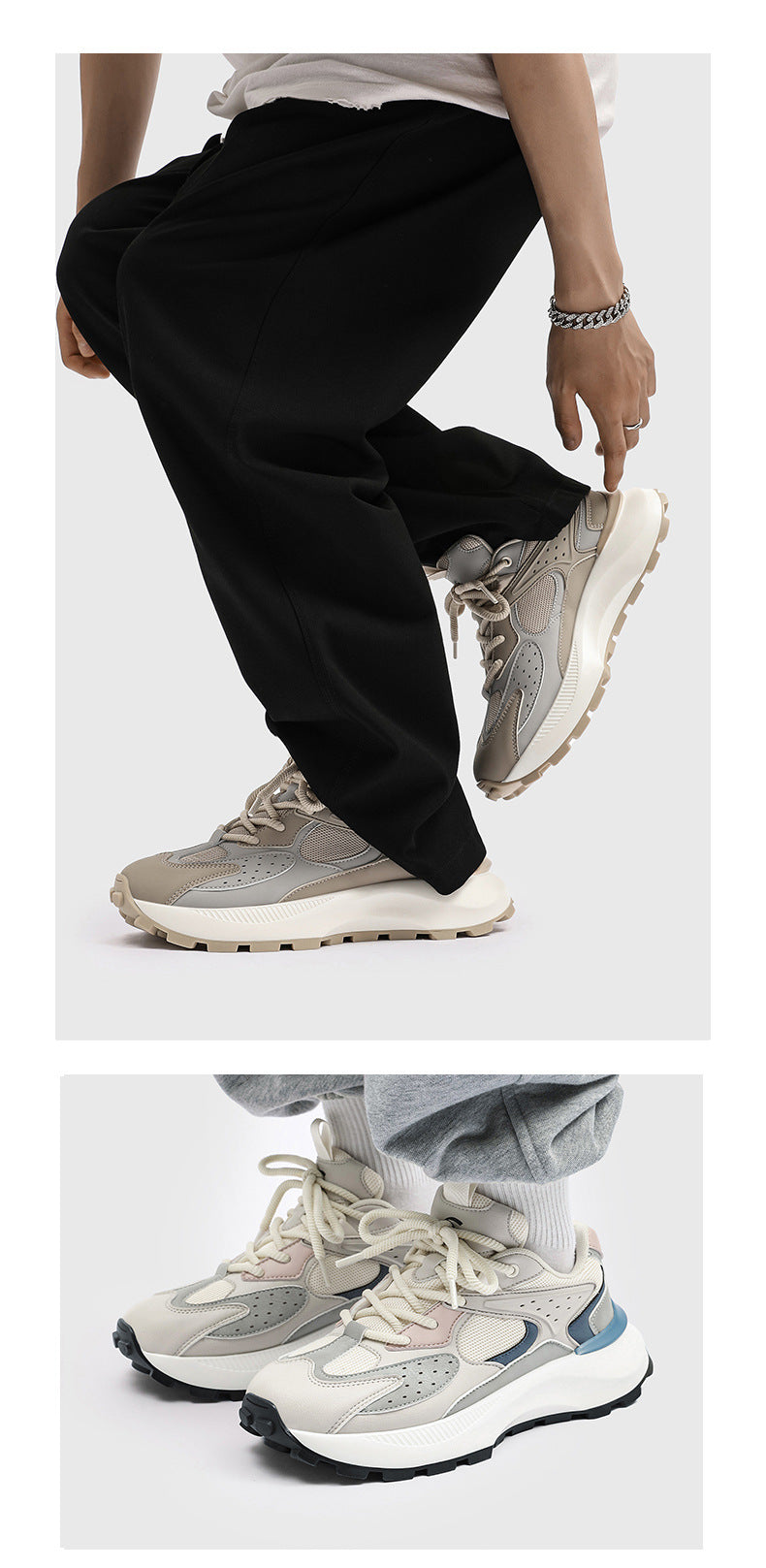 HOBIBEAR Men's Shoes Spring and Autumn Trendy Brand Breathable Thick-soled Torre Shoes Men's Casual Running sneaker Youth Trendy Shoes