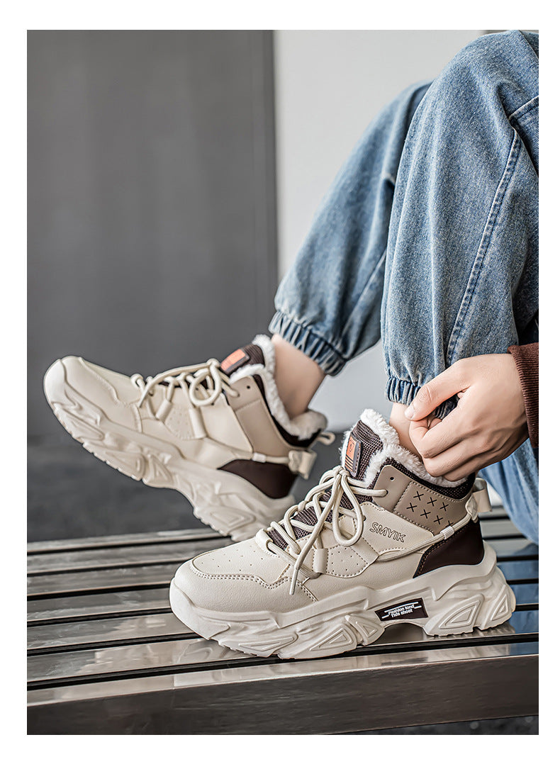 Men's Shoes New Fashion Brand fleece-lined Warm Running sneaker Increased High-end Sense Teenagers All-match Putian Torre Shoes