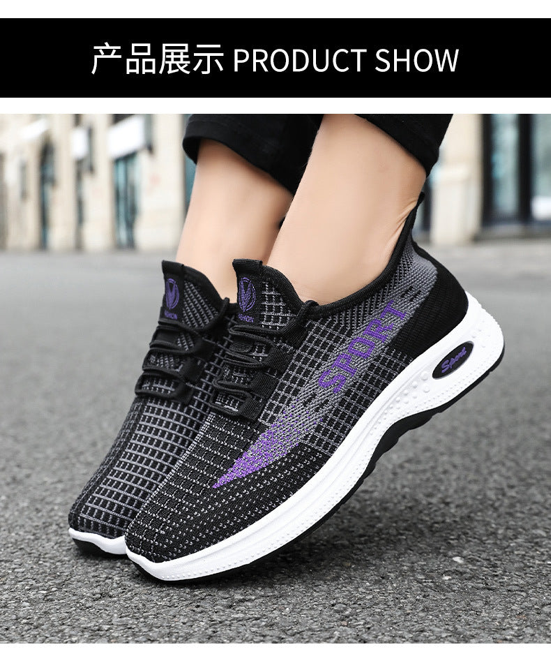 Sports Shoes for Women, Summer New Breathable Mesh Shoes, Fly-Knit Soft-Soled Running Shoes, Comfortable and Not Tiring for Feet, Casual Women's Shoes