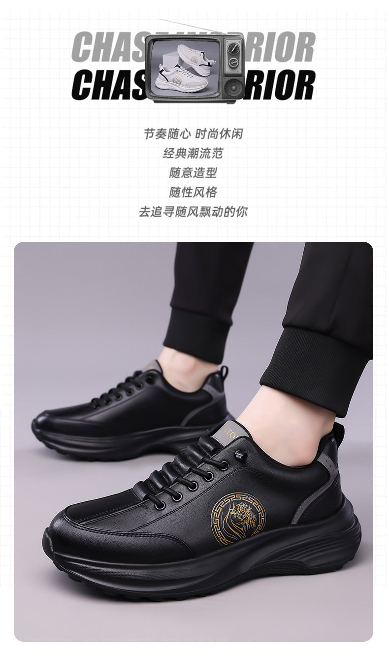Men's Sports Shoes 2026 New Trendy Genuine Leather Lightweight Soft-Soled Soft-Surface Casual Shoes for Male Students Running Outdoor Men's Shoes
