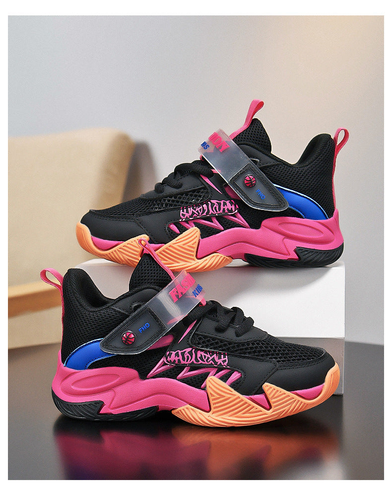 Summer New Children's Wear-Resistant Running Shoes, Mesh Breathable Casual Sports Shoes for Primary School Students, Trendy Lightweight Basketball Shoes