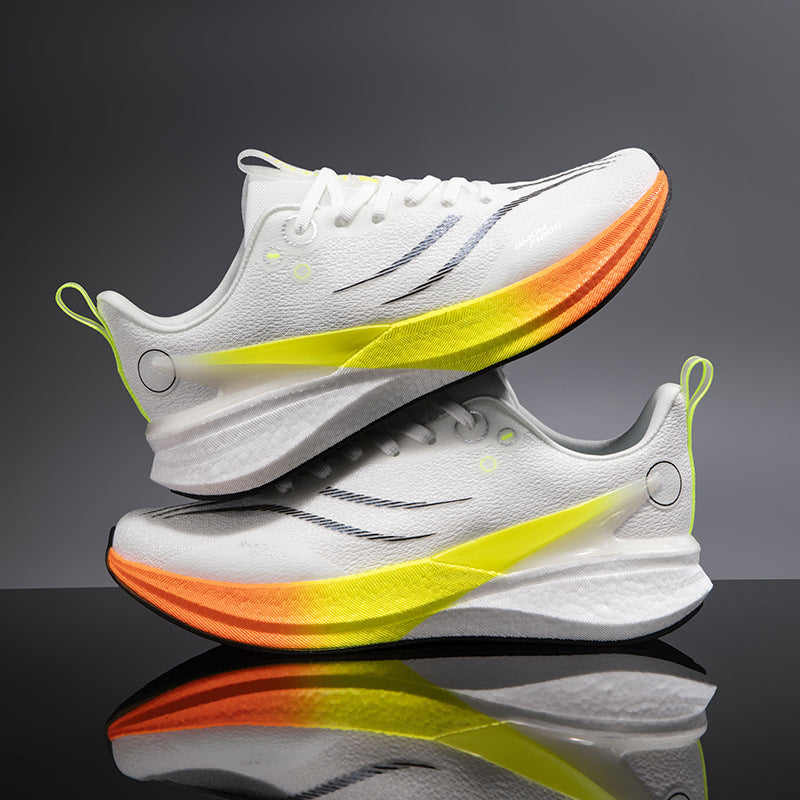 Running Shoes, Sports Shoes, Racing Shock-Absorbing Ultra-Light Running Shoes for Male Teenagers and Students, Carbon Plate Racing Breathable Fly-Woven Mesh