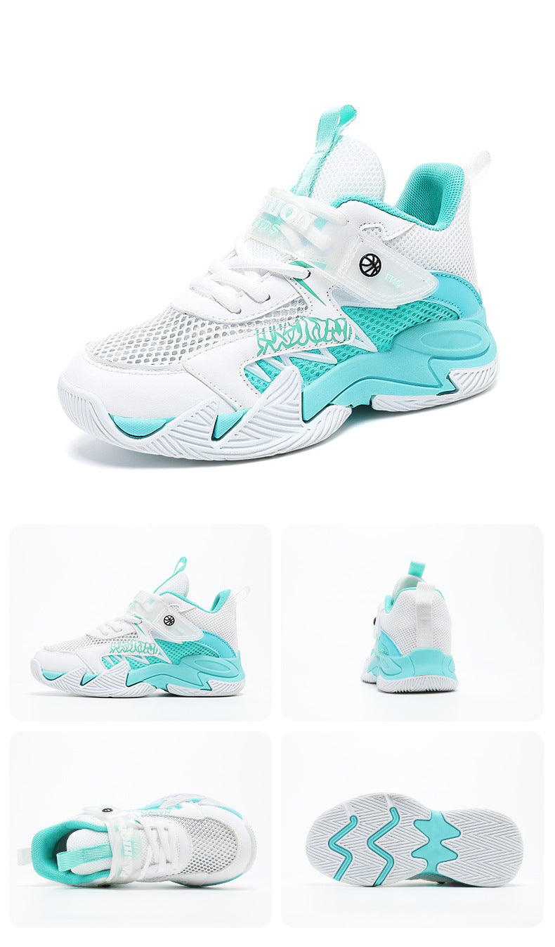Summer New Children's Wear-Resistant Running Shoes, Mesh Breathable Casual Sports Shoes for Primary School Students, Trendy Lightweight Basketball Shoes